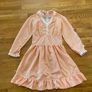 Cottage Core Handmade Peachy Pink Lace Tea Dress Prairiecore bloomcore country